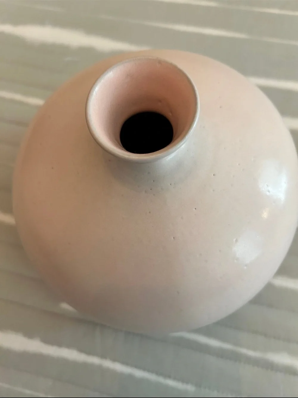 Crate & Barrel Mireya Blush Pink Terracotta Round Vase Made in Portugal